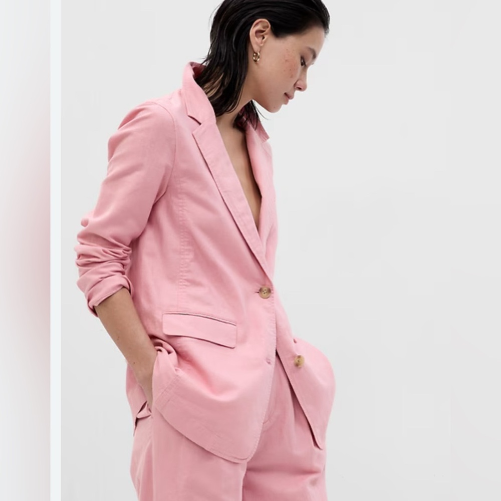 Gap Linen-Cotton Blazer- NWT- Rose Crystal Pink- Size MEDIUM